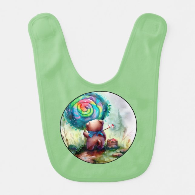 Little Bear & Lollipop Baby Bib (Front)