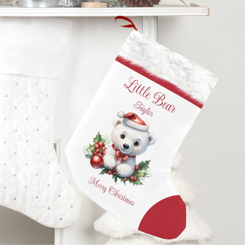 Little Bear Name Family Matching Cute Kids Small Christmas Stocking