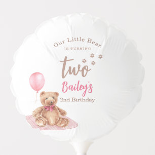 Little Bear Pink Any Age Birthday Balloon