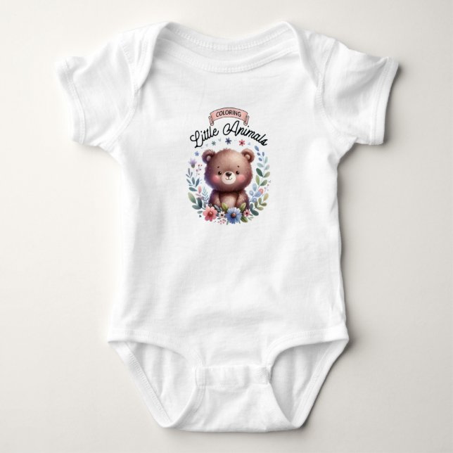 little bear print animals baby bodysuit (Front)