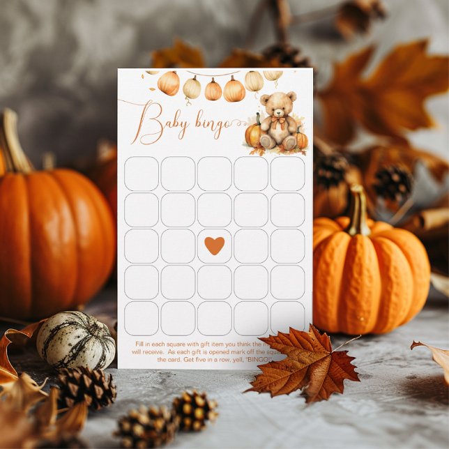 Little bear pumpkin fall baby shower bingo game (Creator Uploaded)