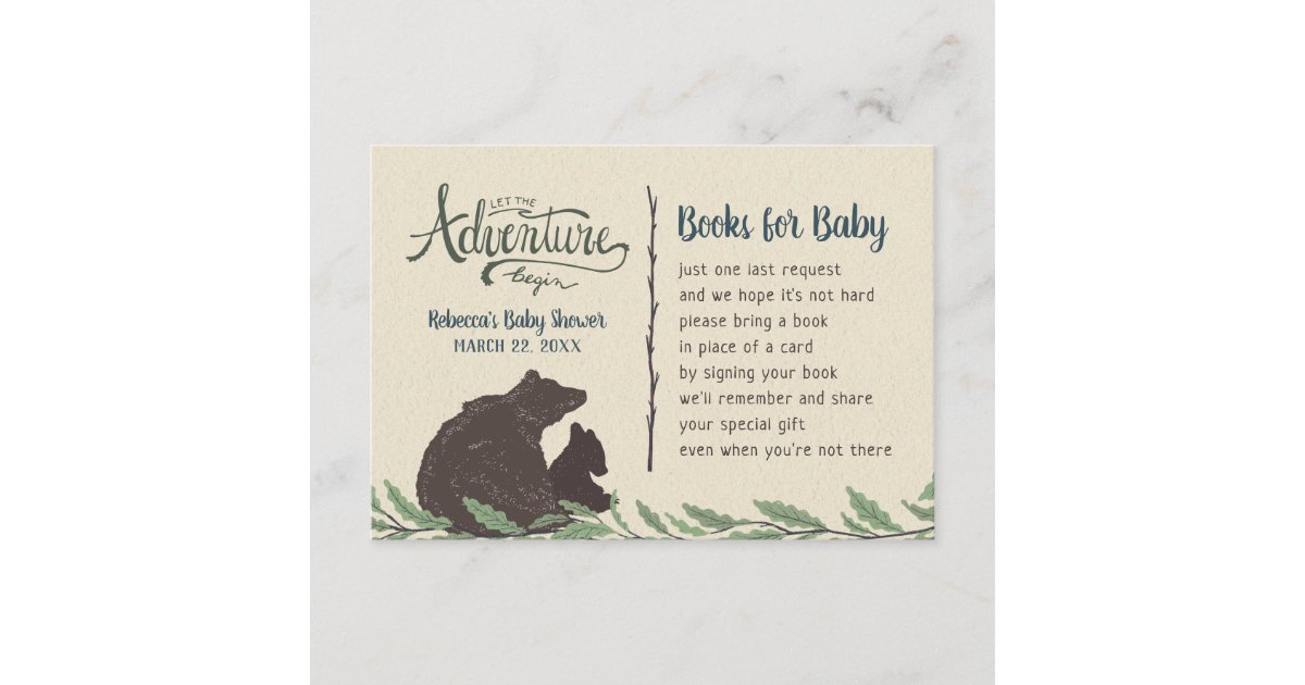 Little Bear Rustic Baby Shower Book Request Card Zazzle Com