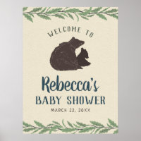 Little Bear Rustic Baby Shower Welcome Sign