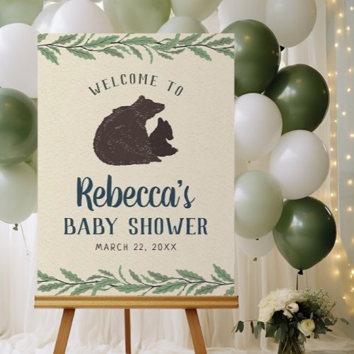 Little Bear Rustic Baby Shower Welcome Sign