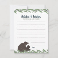 Little Bear Rustic Baby Shower Wishes and Advice Card