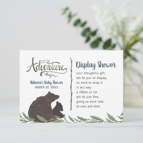 Little Bear Rustic Display Shower No Gift Wrap Enclosure Card
