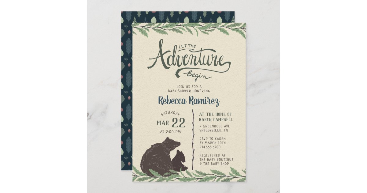 Little Bear Rustic Long Distance Baby Shower Invitation