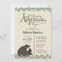 Little Bear Rustic Long Distance Baby Shower Invitation