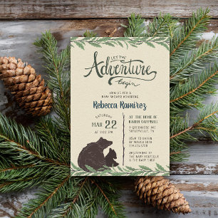 Little Bear Rustic Long Distance Baby Shower Invitation
