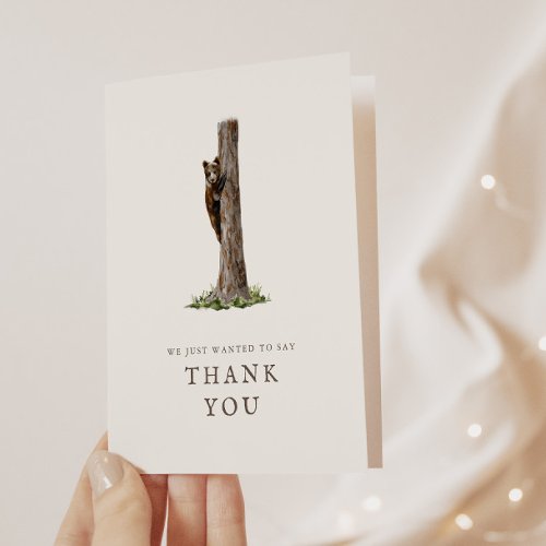 Little Bear Sophisticated Wild Forest Baby Shower Thank You Card