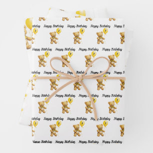 Little bear, Teddy Bear, Birthday, Baby Shower, Wrapping Paper Sheets