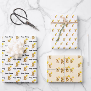 Little bear, Teddy Bear, Birthday, Baby Shower,  Wrapping Paper Sheets