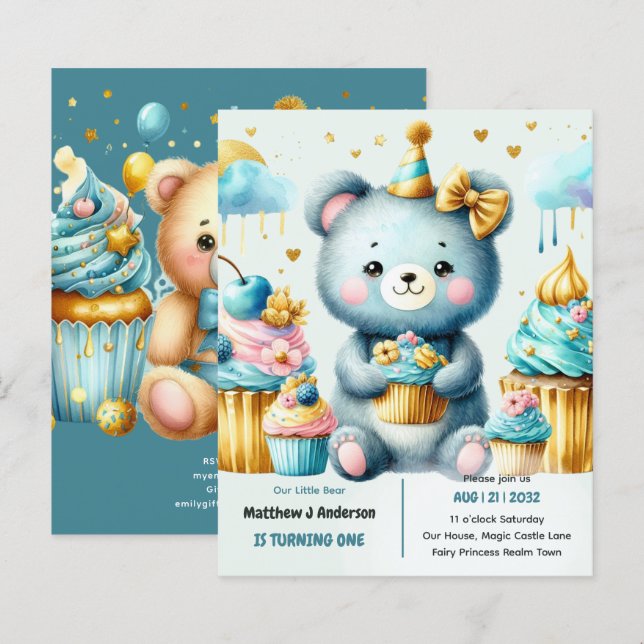 Little Bear Turning ONE - Wild One 1st Birthday (Front/Back)