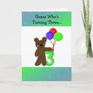 Little Bear Turning Three Years Old Card