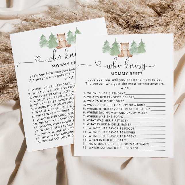Little bear Who knows mommy best baby shower game (Creator Uploaded)