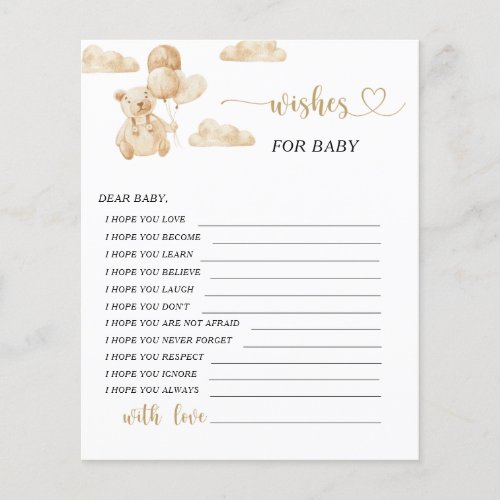 Little Bear Wishes for baby card