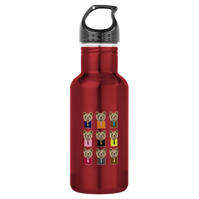 Little bear with tie stainless steel water bottle (Front)