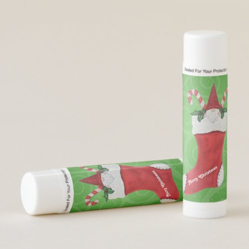 Little Bearded Gnome Christmas Stocking Candy Cane Lip Balm