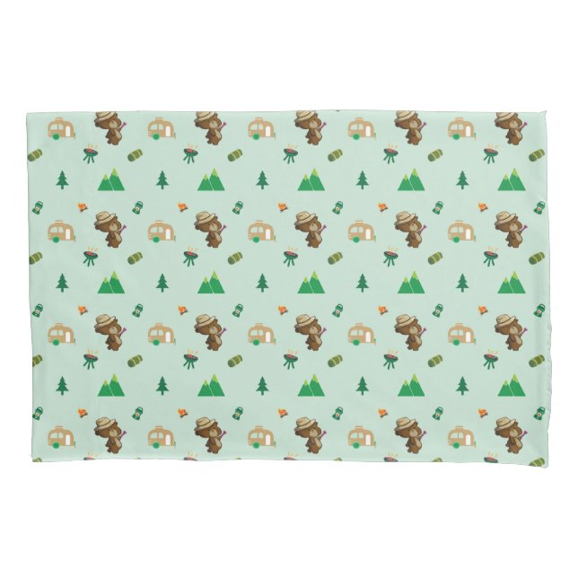 Little bear's camping trip pillow case (Front-Left)