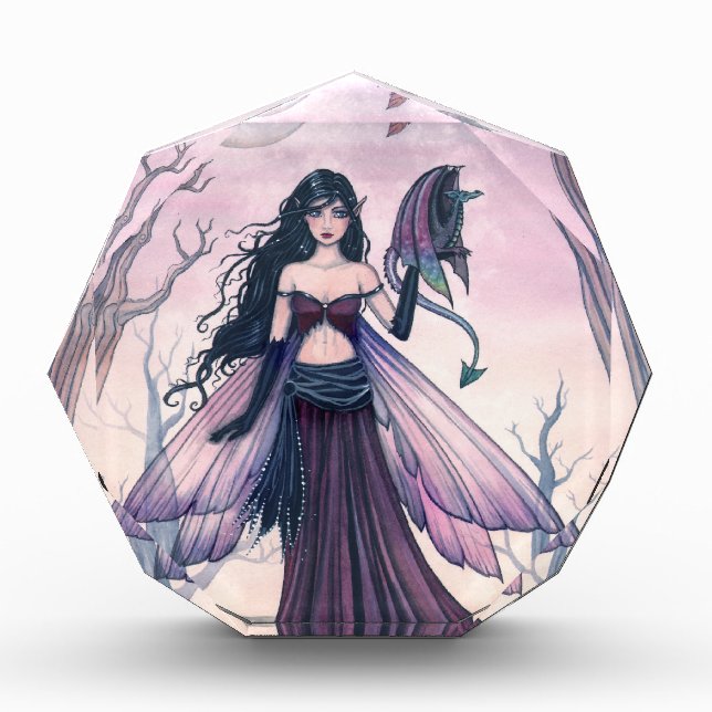 Little Beast Purple Fairy and Dragon Fantasy Art Acrylic Award (Front)