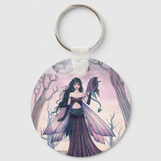 Little Beast Purple Fairy and Dragon Fantasy Art Keychain