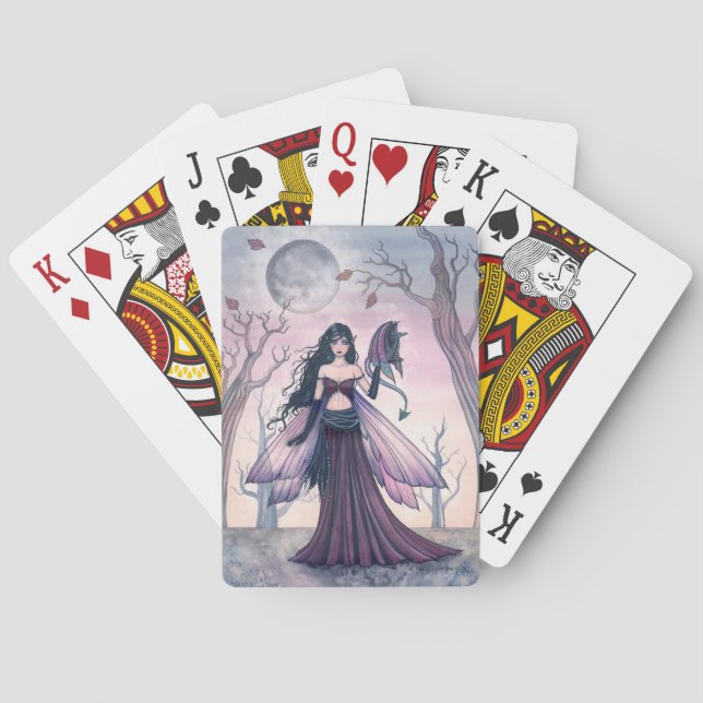 Little Beast Purple Fairy and Dragon Fantasy Art Poker Cards (Back)