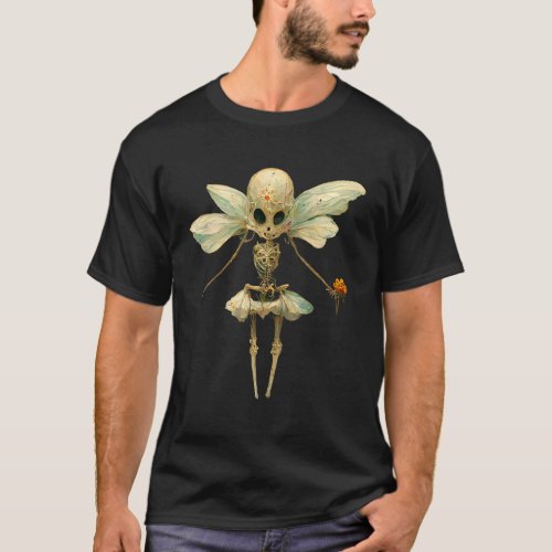 Little Beautiful Skeleton Fairy With Flowers For P T_Shirt