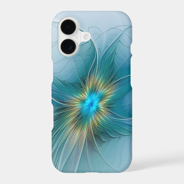 Little Beauty Modern Blue Gold Fractal Art Flower Case-Mate iPhone Case (Back)