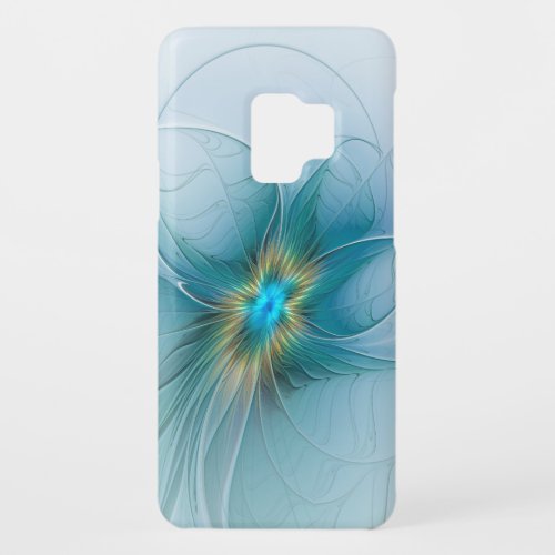 Little Beauty Modern Blue Gold Fractal Art Flower Case_Mate Samsung Galaxy S9 Case