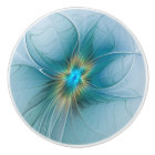 Little Beauty Modern Blue Gold Fractal Art Flower