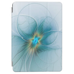 Little Beauty Modern Blue Gold Fractal Art Flower iPad Air Cover