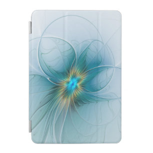 Little Beauty Modern Blue Gold Fractal Art Flower iPad Mini Cover