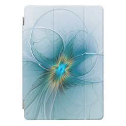 Little Beauty Modern Blue Gold Fractal Art Flower iPad Pro Cover
