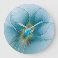 Little Beauty Modern Blue Gold Fractal Art Flower