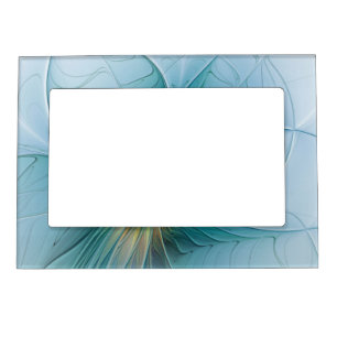 Little Beauty Modern Blue Gold Fractal Art Flower Magnetic Frame
