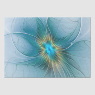 Little Beauty Modern Blue Gold Fractal Art Flower Tissue Paper