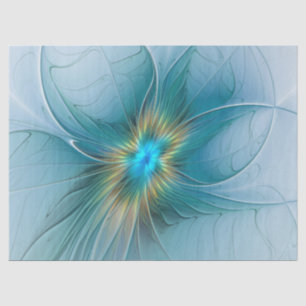 Little Beauty Modern Blue Gold Fractal Art Flower Tissue Paper