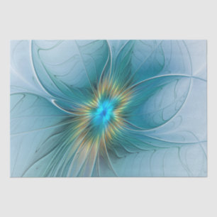 Little Beauty Modern Blue Gold Fractal Art Flower Tissue Paper