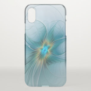 Little Beauty Modern Blue Gold Fractal Art Flower iPhone X Case