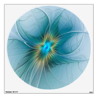 Little Beauty Modern Blue Gold Fractal Art Flower