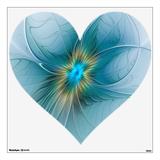 Little Beauty Modern Blue Gold Fractal Art Flower Wall Decal (Front)