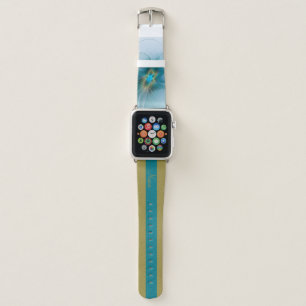 Little Beauty Modern Blue Gold Fractal Art Name Apple Watch Band