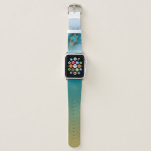 Little Beauty Modern Blue Gold Fractal Initials Apple Watch Band