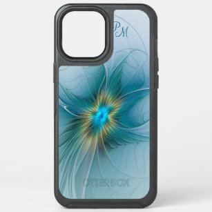 Little Beauty Modern Blue Gold Fractal Initials OtterBox Symmetry iPhone 12 Pro Max Case