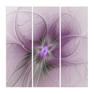 Little Beauty Modern Mauve Gray Fractal Art Flower
