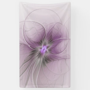 Little Beauty Modern Mauve Gray Fractal Art Flower Banner