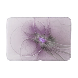 Little Beauty Modern Mauve Gray Fractal Art Flower Bath Mat