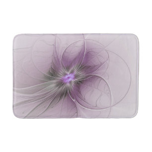 Little Beauty Modern Mauve Gray Fractal Art Flower Bath Mat