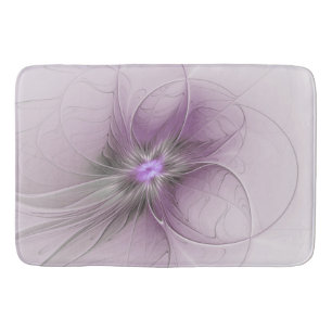 Little Beauty Modern Mauve Gray Fractal Art Flower Bath Mat