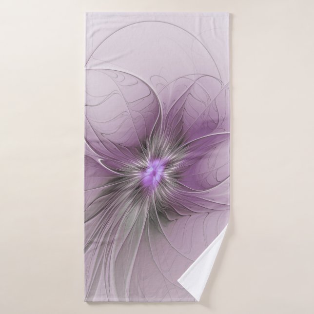 Little Beauty Modern Mauve Gray Fractal Art Flower Bath Towel (Bath Towel)